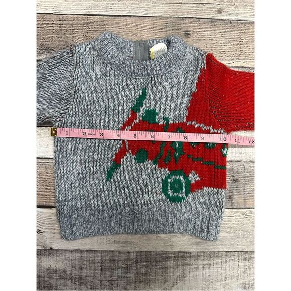 Vintage 12mo. Baby Boy Christmas Holiday Red Green Acrylic Long Sleeve Sweater - Picture 3 of 6